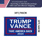 Double Sided Blue Trump Vance 2024 Flag 2X3 Made in USA Outdoor Heavy Duty 3 Ply Polyester Trump Take America Back Flag with White Starting Tape and 2 Brass Grommets