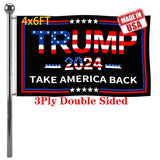 Jayus 3Ply 200D Donald Trump For President 2024 Flag 4x6 Outdoor Made in USA - Double Sided Take America Back (TAB) Trump 2024 Flags Banner with 2 Brass Grommets