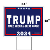 VIBE INK 2024 Donald Trump Yard Signs Made in USA 24x18"" Make America Great Again with Metal Stands, Navy