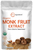 USDA Organic Monk Fruit Extract Powder with Active Mogrosides, 4 Ounce, Zero Calorie, Zero Carb, Sugar Alternative, Monk Fruit Keto Diet, Perfect Paleo & Low-Carb Dieters, Natural Sweetener, Vegan