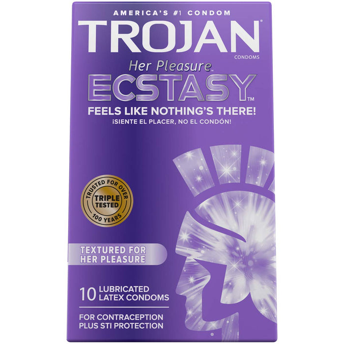 Trojan Her Pleasure Ecstasy Ultrasmooth Lubricated Latex Condoms-10 ct (Quantity of 4)