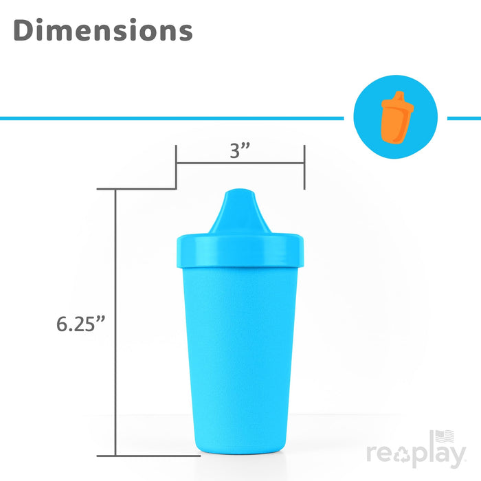 Re-Play Spill-Proof Sippy Cups for Toddlers - Kids Reusable 10 Oz Set of 3, Dishwasher & Microwave Safe, Made in USA, A True Blue