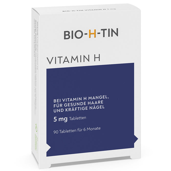 BIO-H-TIN Vitamin H 5 mg (biotin) for healthy hair & nails, 90 tablets for 6 months