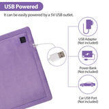 Comfheat USB Heating Pad for Car, 5V Portable Heated Travel Blanket Pads Heat Settings & Auto Shut Off, Moist & Dry Hot Therapy for Pain Relief Abdomen Cramps (16"x 12") (No Battery) - Purple