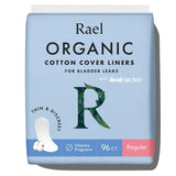 Rael Incontinence Liners for Women, Organic Cotton Cover - Postpartum Essential, Regular Absorbency, Bladder Leak Control, 4 Layer Core with Leak Guard Technology, (Regular, 96 Count)