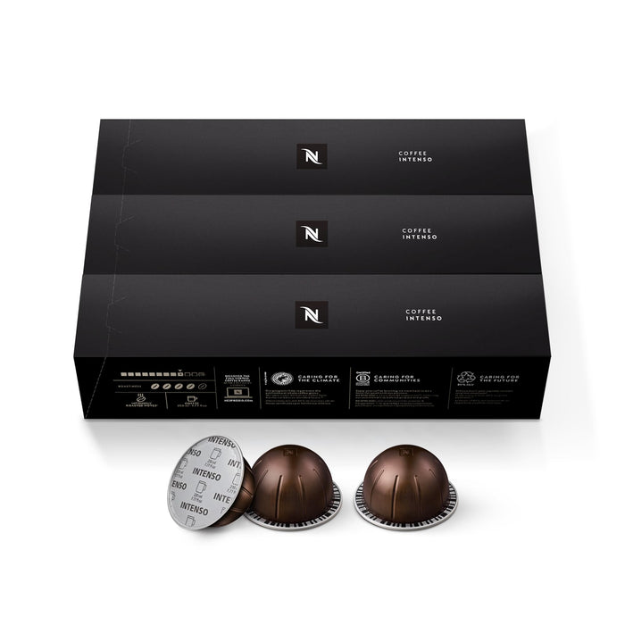 Nespresso Capsules Vertuo, Intenso, Dark Roast Coffee, 30-Count Coffee Pods, Brews 7.8oz.