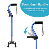 AOHHL Quad Walking Cane Foldable Adjustable Portable Stick Men & Women and Seniors - Lightweight & Sturdy with 4-Pronged Base for Extra Stability Balance,Self Standing Gifts for mom Dad (blue2)