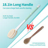 Back Scrubber Body Shower Brush: Anti Slip Long Handle Bath Brush with Stiff and Soft Bristles - Showering Exfoliator for Women, Men, Elderly (Mint Green)