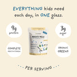 Nurished Vanilla Mighty Milk - Kids All-in-One Daily Protein Powder & Multivitamin Boosted with 2 Billion Probiotics & Organic Spinach - Natural Flavors, Colors & Sweeteners - 15-30 Servings