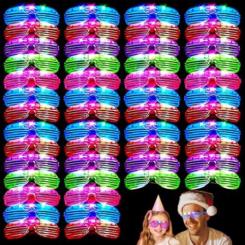 40 Pack Led Glasses,Light Up Glasses,Glow Glasses Glow In The Dark Party Supplies Suitable For Kids/Adults, Rave neon Flashing Party For Birthday Mardi Gras New Year's Eve Party Decoration