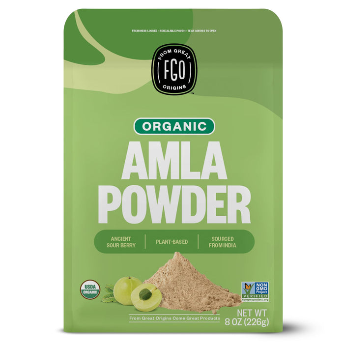 FGO Organic Amla Powder, 8oz, USDA Organic Indian Gooseberry (Amalaki), Non-GMO, Natural Vitamin C - 100% Raw and Natural (Pack of 1)