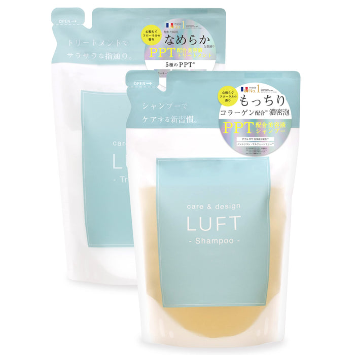 LUFT Shampoo & Treatment Refill Set, Smooth Type, 15.3 fl oz each (451 ml) Floral Scent, PPT, Amino Acid Shampoo