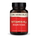 Dr. Mercola Vitamin K2, 30 Servings (30 Capsules), 180 mcg MK-7 Per Capsule, Dietary Supplement, Promotes Healthy Arterial Function, Non-GMO