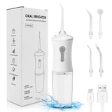 Portable Cordless Water Dental Flosser with 4 Jet Tips, 3 Modes Rechargeable Oral Irrigator for Teeth, Waterproof Dental Water Teeth Cleaner with 200ml Detachable Tank for Home Travel