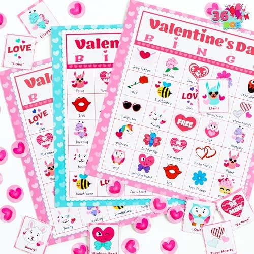 JOYIN 36 Players Bingo Cards (5x5) for Kids School Classroom Exchange Gift Rewards, Fun Party Games, Indoor Family Activities