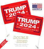 Trump 2024 Take America Back 2024 Car Flag andera Para Carros Vote President Democrat Republican Tea Party American Election MAGA Auto Decor for Card Window Outdor Patriotic Decorations Made in USA