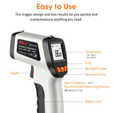 Infrared Thermometer, Laser Temperature Gun for Cooking, Non Contact Temp Gauge, Adjustable Emissivity IR Thermometer Heat Temperature Reader Gun -58 to 788℉, -50 to 420℃(Not for Human)