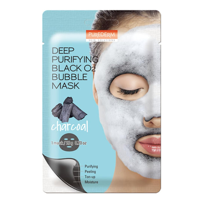 PUREDERM Deep Purifying Black O2 Bubble Mask Charcoal (10 Pack)