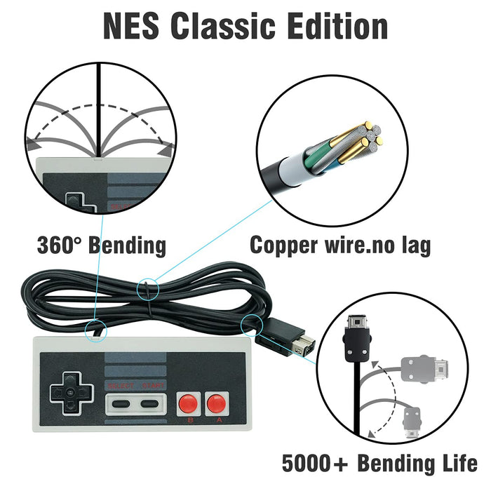 NES Classic Controller Only Compatible With 2016 Mini NES Console,Retro Controller 10 FT Extra Long Cable Classic Mini Controllers(2 Pack)