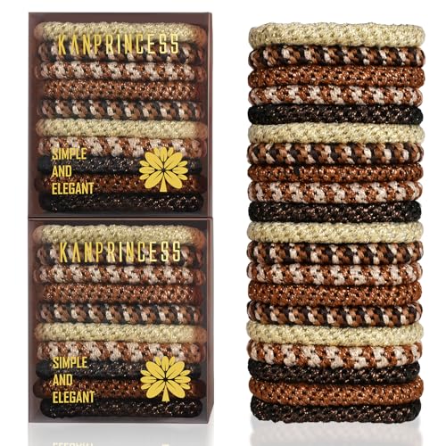 20Pcs Hair Ties For Thick Hair, Strong Stretchy Hair Bands For Women Girls, No Slip Braided Hair Ties No Damage, Ponytail Holders-Exceptionally Secure with Gentle Hold (Set 2)
