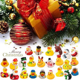 24 Pcs Countdown Christmas Rubber Ducks Advent Calendar, 2024 Rubber Ducks Bath Toys Advent Calendar, 24 Days Christmas Countdown Calendar Gifts (A)