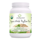 Amazing India USDA Certified Organic Whole Psyllium Husk Powder (Non-GMO) - Excellent Source of Soluble Fiber - Helps Promote Regularity - Promotes Intestinal Health (24 Oz)