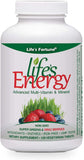 Life's Fortune Life's Energy Advanced Multi-Vitamin and Mineral Non-GMO - Super Greens - ORAC Berries - AntiOxidants - Enzymes - Iron Free - GMP Tested, 120 Veggi Tablets