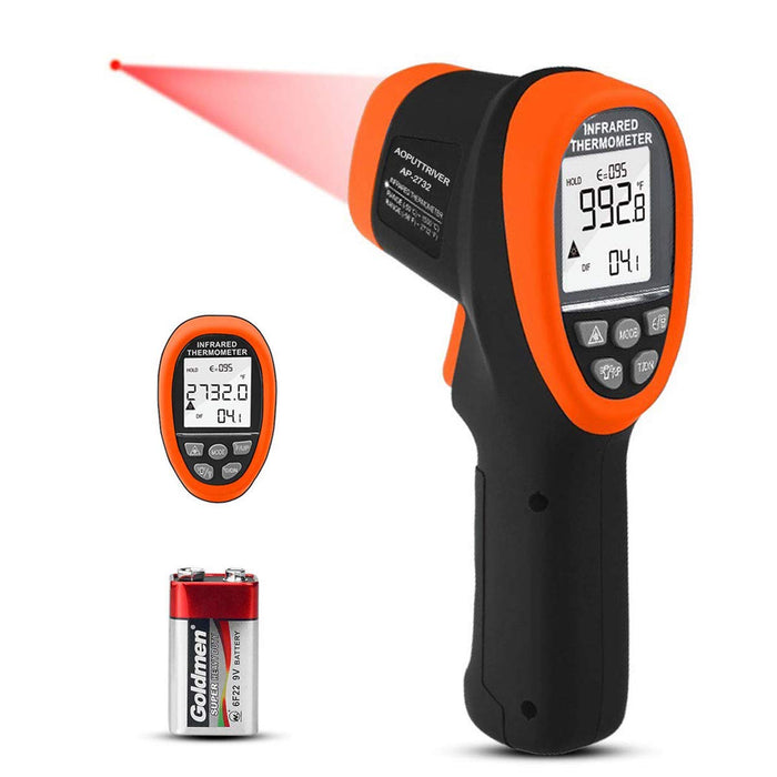 Infrared Thermometer High Temp Thermometer Pyrometer -58℉~2732℉ (-50℃ to 1500℃), 30:1 Distance Spot Ratio, Non-Contact Dual Laser Thermometer for Industry Forge【NOT for Human】-AP-2732(Orange)