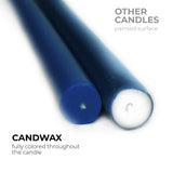 CANDWAX 10 inch Taper Candles Set of 4 - Dripless Taper Candles and Unscented Candlesticks - Perfect as Dinner Candles and Christmas Candles - Dark Blue Candles