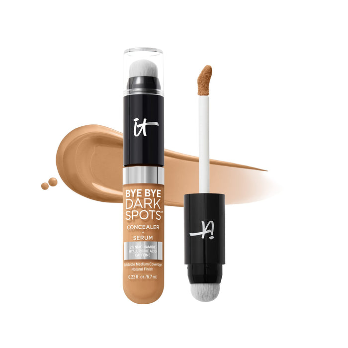 IT Cosmetics Bye Bye Dark Spots Concealer + Brightening Serum – 2% Niacinamide, Hyaluronic Acid & Caffeine - Medium Coverage, Natural Finish, All Skin Types – 40 Tan Cool, 0.22 fl. oz