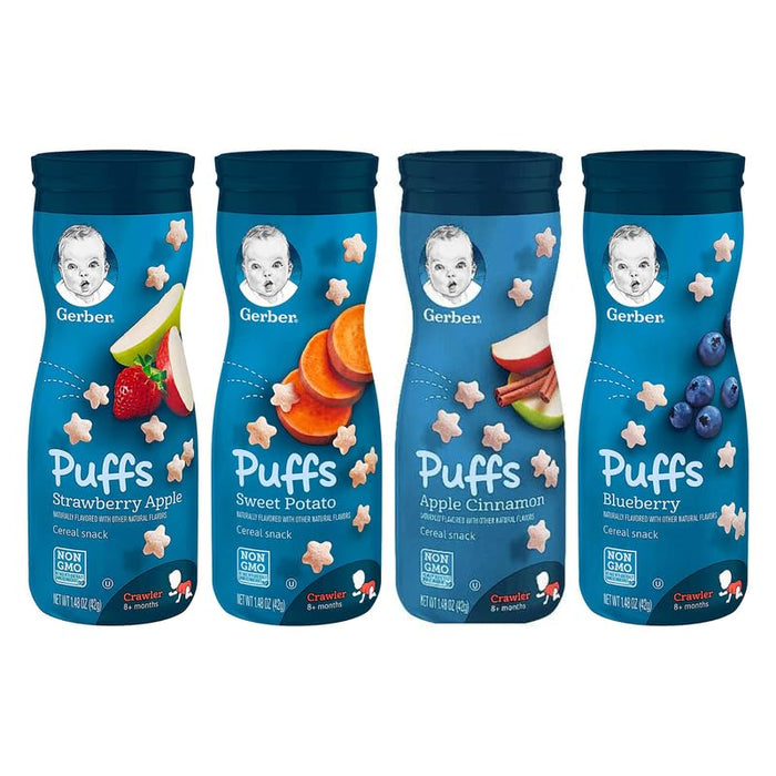 Gerber Graduates Puffs (1 Blueberry, 1 Apple Cinnamon, 1 Strawberry Apple, 1 Sweet Potato) Variety Pack