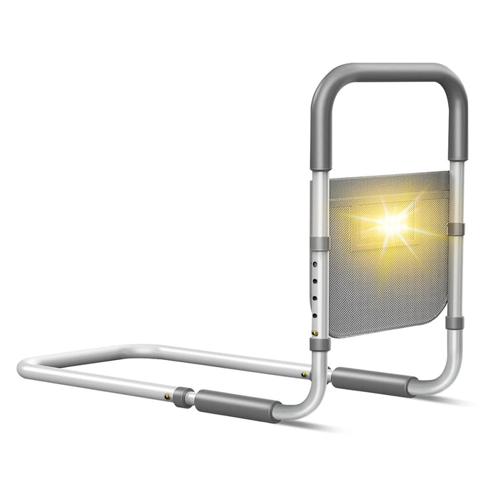 Bed Rails for Elderly Adults Safety: with Motion Light & Storage Bag - Adjustable Bed Assist Rail for Seniors - Bedside Rail Handle Support Bar Bed Guard Rails Fits King Queen Full Twin Medium