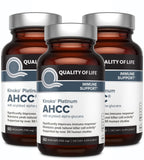 Quality of Life 3 Pack AHCC Kinoko Platinum 750 mg– Premium Immune Support Supplement 60 Count Bottles