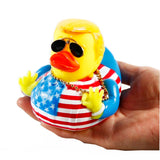 TAOHUAJIANG Rubber Ducks Trump Car Duck Dashboard Decoration Squeak Ducks Toys Car Ornaments Car Décor Accessories with Sunglasses，Gold-Plated Necklace and Flagship (Style G)