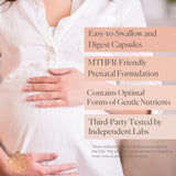 Biomeology Prenatal Vitamins - Methylated Pregnancy Multivitamin with Bioavailable Nutrients – Mom & Baby Nutrition, Fetal Development w Methylfolate, Choline, Zinc, Vitamin D (120 Capsules)