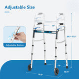 Compact Folding Walker for Seniors by Health Line Massage Products, Standard Walker with 5 inch Wheels and Trigger Release, Mobility Aids Walker Supports up to 350 lbs (Ski Glides Included)