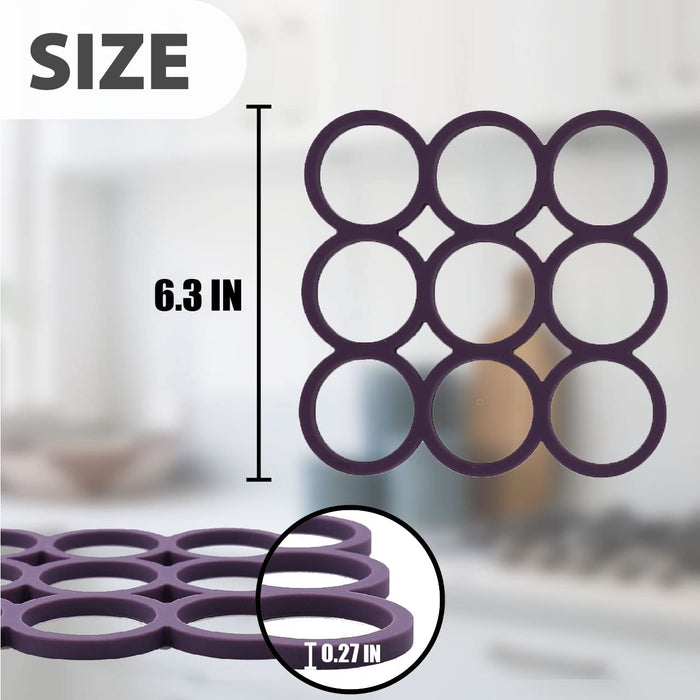 myHomeBody Silicone Trivet Heat Resistant Mat | Potholders for Kitchens | Trivets for Hot Dishes, Hot Pads for Kitchen | Kitchen Accessories Cooking Accessories | Violet Loops, Set of 3