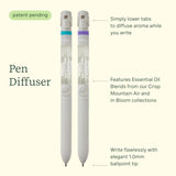 Lifelines 2 Pack Pen Diffuser in in Bloom & Crisp Mountain Air Essential Oil Blends, Elegant 1.0mm Ballpoint Tip, Black Pen, Ink Refill Included