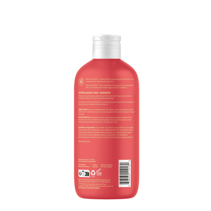 ATTITUDE Shampoo and Body Wash for Kids, EWG Verified Hair and Body Cleanser, Dermatologically Tested Soap, Plant and Mineral Based Bath Products, Vegan, Mango, 16 Fl Oz