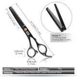 CIICII Hair Cutting Scissors Shears Kit, Professional Hairdressing Scissors Set (Hair Beard Trimming Shaping Grooming Thinning Shears) for Men Women Hairdresser Home Salon Barber Haircut Kit (Black)