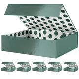 GREEN BEAN 6 Gift Boxes 13x9.7x3.4 Inches, Large Green Gift Boxes with Lids for Presents, Magnetic Gift Boxes for Clothes, Shirt Gift Boxes (Glossy Metallic Green, Dot Design Inside)