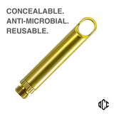 DAILYCARRYCO. TiPick Titanium Toothpick Keychain Holder - Portable Metal Travel Toothpick - Reusable EDC Micro Toothpick - Compact & Convenient - Carry On-the-Go - Titanium Construction, Gold