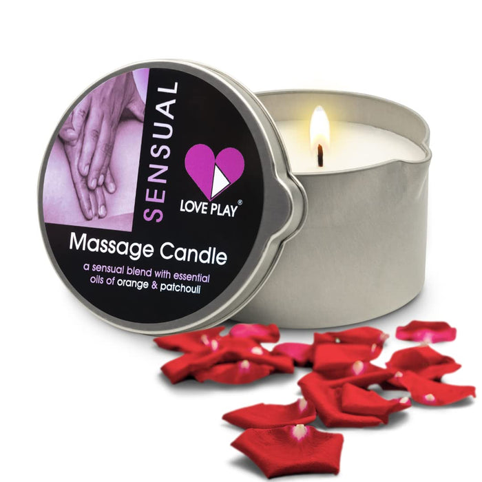 LOVE PLAY Massage Oil Candle for Home SPA - Vegan Moisturizing Body Oil Candle for Pure Relaxation - Hydrating Skin Care Massage Oils with Essential Oils (6.76oz)