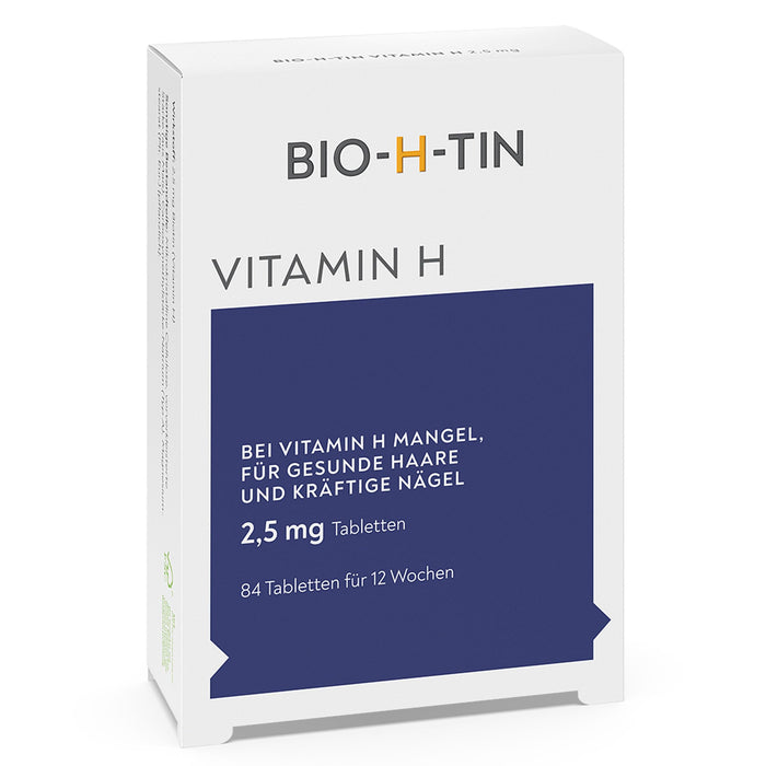 BIO-H-TIN Vitamin H 2.5 mg (biotin) for healthy hair & nails, 84 tablets for 12 weeks