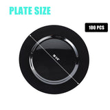 NZVCN 50 PCS Black Disposable Plastic Dinner Plates, 10.25“ Heavy-Duty Party Plates Round Dessert Plates Plastic Dinnerware for Wedding, Party