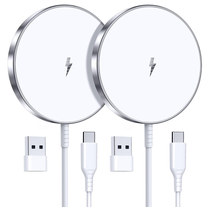 Magnetic Wireless Charger 15W Fast Mag Safe Charger for Cell Phone 16 Pro Max/16 Pro/16 Plus/16/15/14/13/12 Series 2 Pack Charging Pad for AirPods 3/2/Pro 2/Pro Mag-Safe Original Replacement