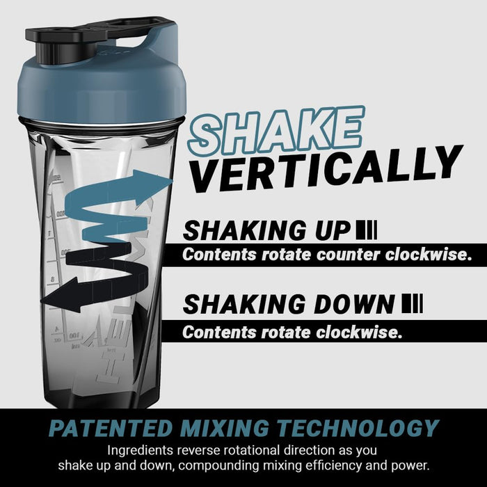 HELIMIX 2.0 Vortex Blender Shaker Bottle Holds upto 28oz | No Blending Ball or Whisk | USA Made | Pre Workout Protein Drink Cocktail Shaker Cup | Weight Loss Supplements Shakes | (Slate, 28 oz)