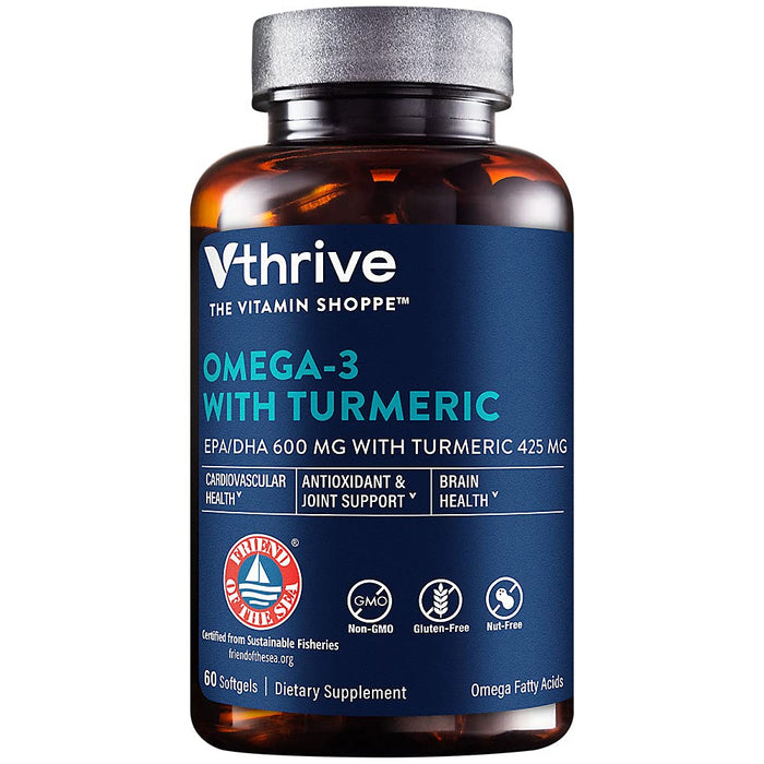 Omega-3 with Turmeric - EPA/DHA 600 MG with Turmeric 424 MG (60 Softgels)
