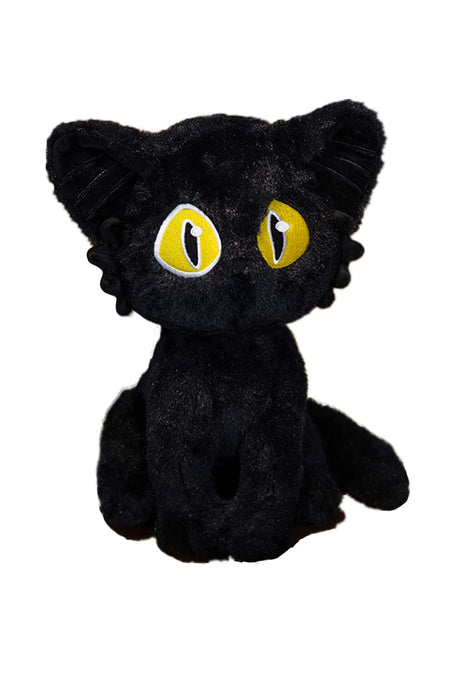 Seaehey Black Cat Plush Toy Dajiin Doll Figure Anime Movie Cute Stuffed Sadajiin Toys Animal Kitten Plushies Gift (Black Cat, 9.84 inches Tall)