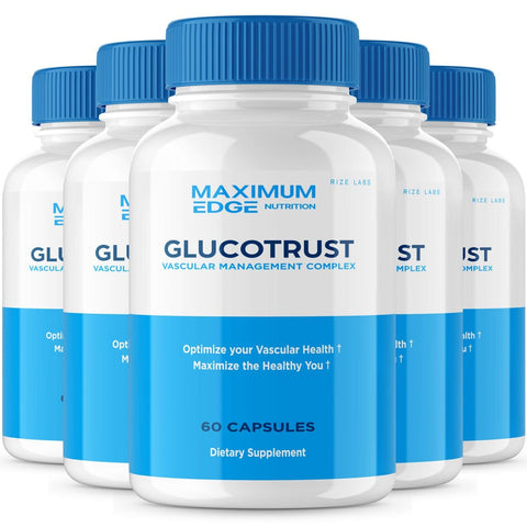 (5 Pack) Glucotrust Capsules - Gluco Trust Supplement Pills Reviews Advanced Gluctrust Tablets Balance Glucose Max Formula Complex Blend Edge (300 Capsules)